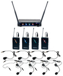 VocoPro 4 CH UHF Digital Wireless Headset & Lapel Microphone - Digital-Quad-B4