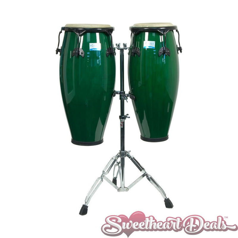 Rhythm Tech RT5505 Eclipse Conga Drum Set with Stands 10" + 11" Green