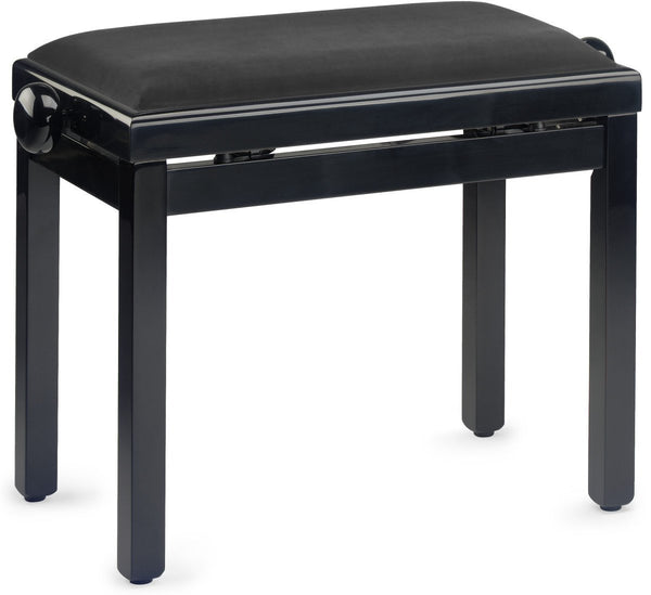 Stagg Highgloss Black Piano Bench w/ Black Velvet Top - PB39 BKP SVBK
