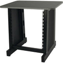 Quik Lok Z-612BK 12-U Rack Stand with Wood Top (Black)