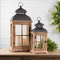 Rustic Wood and Metal Lantern (Set of 2)