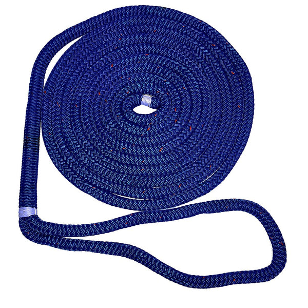 New England Ropes 1/2" Double Braid Dock Line - Blue w/Tracer 25' C5053-16-00025