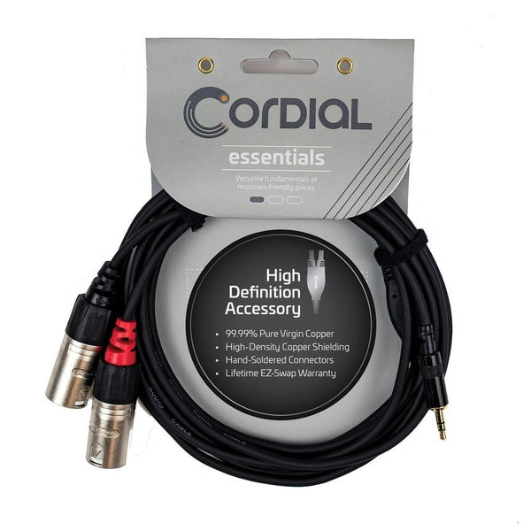 Cordial Cables 10' Y Adapter - Stereo 1/8″ TRS to Left/Right XLR Male - CFY3WMM