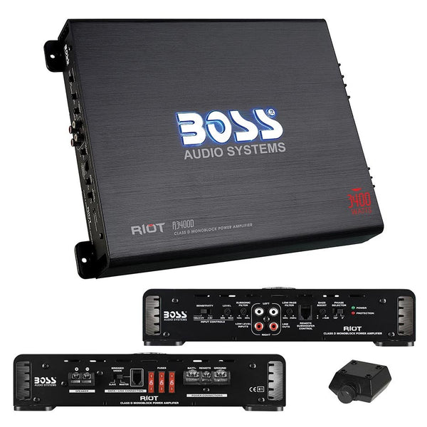 Boss Audio Riot Class D Monoblock Amplifier 3400W Max R3400D