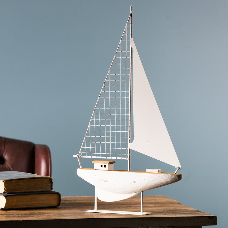 Wood Sailboat Sculpture (Set of 2)