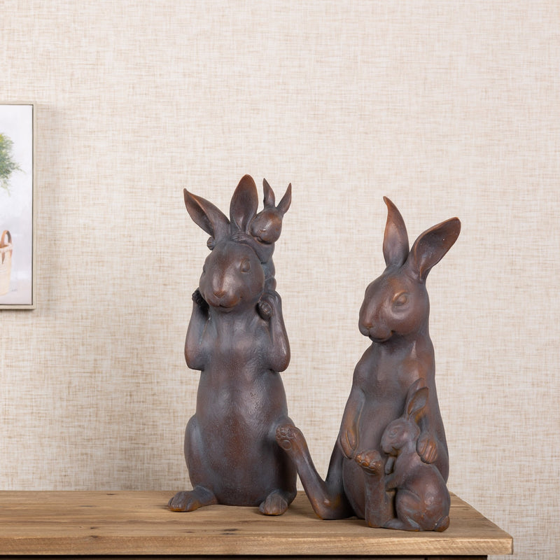 Mother Rabbit and Baby Bunny Statue (Set of 2)