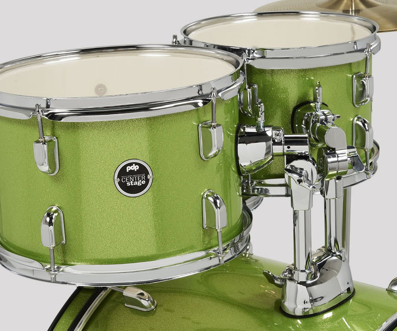 PDP Center Stage 5-Piece Full Drum Kit - 10/12/12/22/14 - Electric Green Sparkle