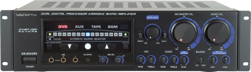 VocoPro DA9800RV 600W Pro Digital Key Control Mixing Amplifier w/DSP Reverb