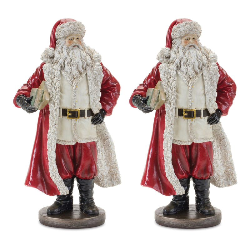 Standing Santa Statue with Books (Set of 2)