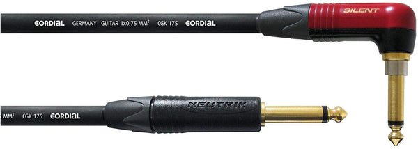 Cordial Premium 20' 1/4″ Straight to 1/4″ Right Angle Cable - CSI6RP-SILENT