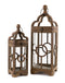 Contemporary Dark Wood Floor Lantern (Set of 2)