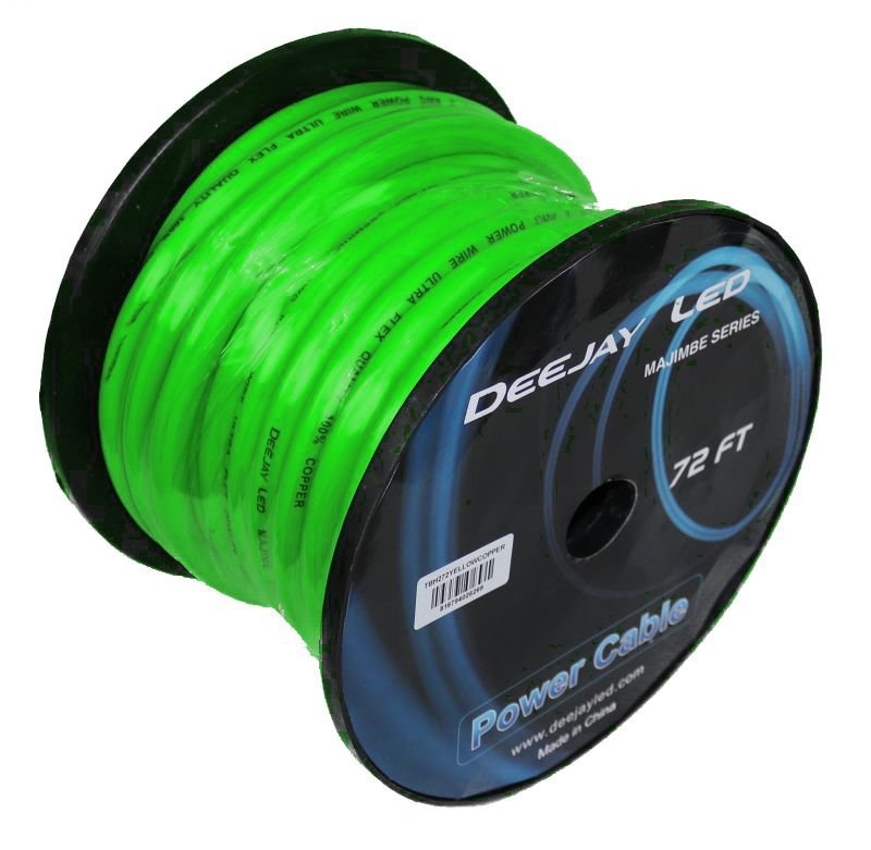 Deejay LED 2 Gauge 72' Copper Power Cable for Car Audio Amplifiers - Green