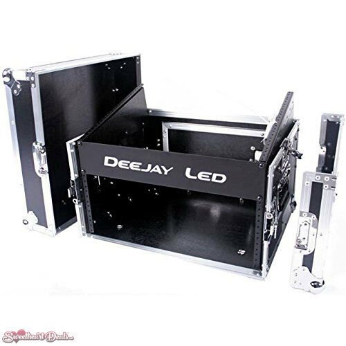 DeeJay LED Fly Drive Case - Slanted 8 RU Mixer Rack / 2 RU Vertical Rack