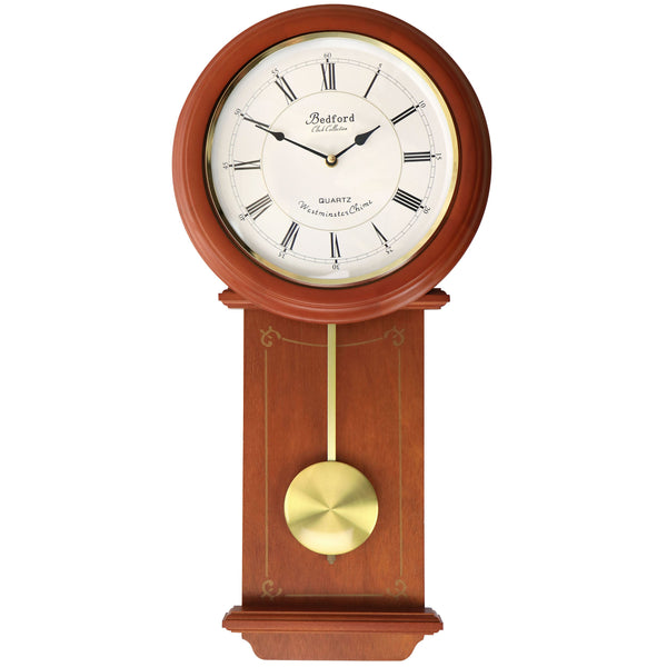 Bedford Clock  Olivia 24.5 Inch Cherry Wood Chiming Pendulum Wall Clock