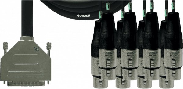 Cordial 16' TASCAM D-Sub 25-Pin Male to Eight 3-Pin XLRF Cable - CFD5DFT