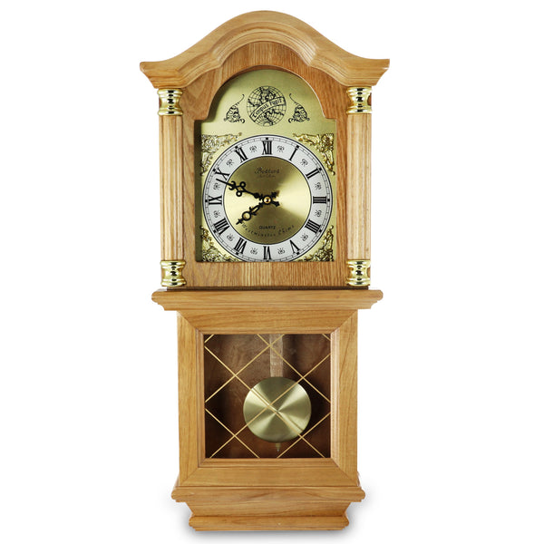 Bedford Clock  Classic 26 Inch Wall Clock in Golden Oak Finish
