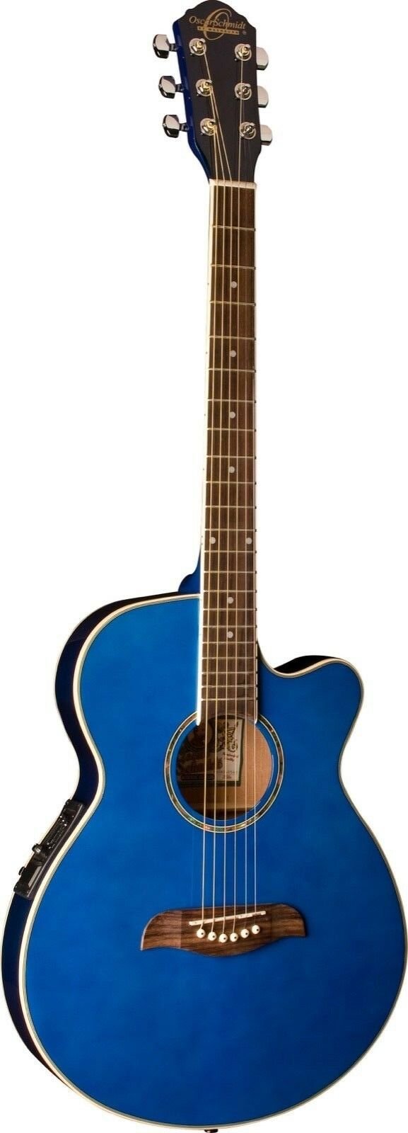 Oscar Schmidt OG8CE Folk Acoustic Electric Guitar Transparent Blue - OG8CETBL