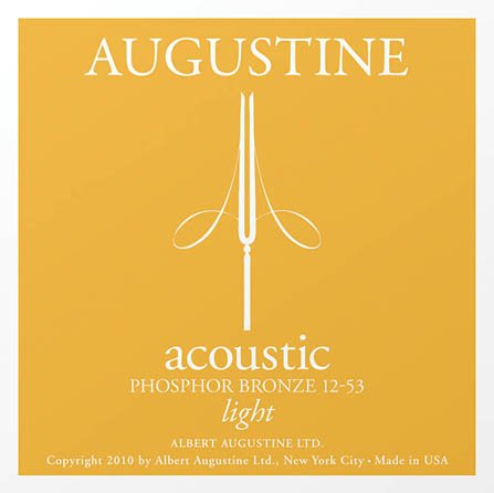 Augustine Acoustic Phosphor Bronze Guitar Strings - Light (12-53) - 12-Pack Set