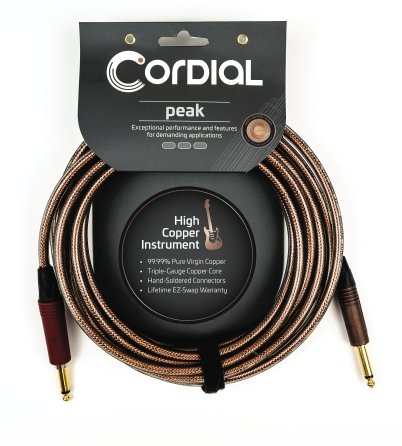 Cordial Copper 1/4″ to 1/4" Straight 10' Instrument Cable - CSI3PP-METAL-SILENT