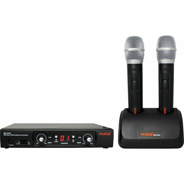 RSQ RM-942 60 Channel Dual Wireless Microphone System with Charger