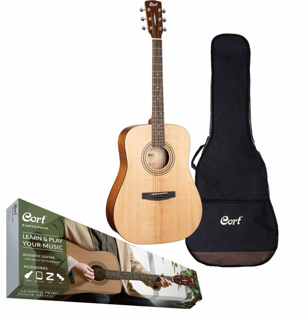 Cort EARTHPACKOP Earth Series Acoustic Guitar Starter Pack - Open Pore