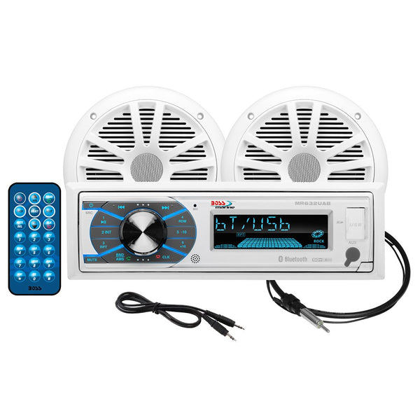 Boss Audio MCK632WB.6 Marine Stereo &amp; 6.5" Speaker Kit - White