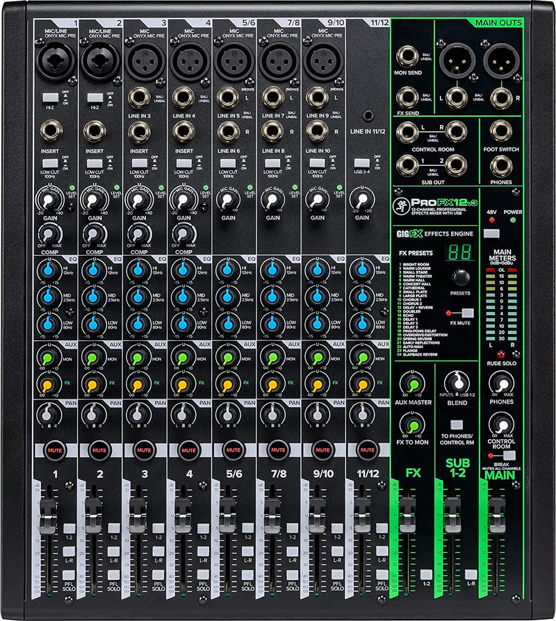 Mackie 12-Channel Pro Effects Mixer with USB & Pro Tools First - ProFX12v3