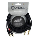 Cordial Cables 3' Unbalanced Twin Cable - 1/4" Mono to RCA - CFU0.9PC