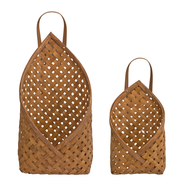 Woven Bamboo Basket Wall Pocket (Set of 2)