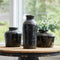 Distressed Black Ceramic Vase with Ivory Accent 17.5"H