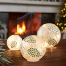 LED Frosted Silver Pinecone Orb (Set of 3)