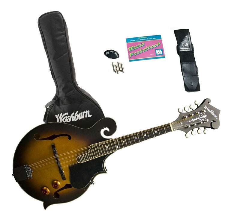 Washburn M3EK F-Style Mandolin Kit with Pickup & Gig Bag - Sunburst
