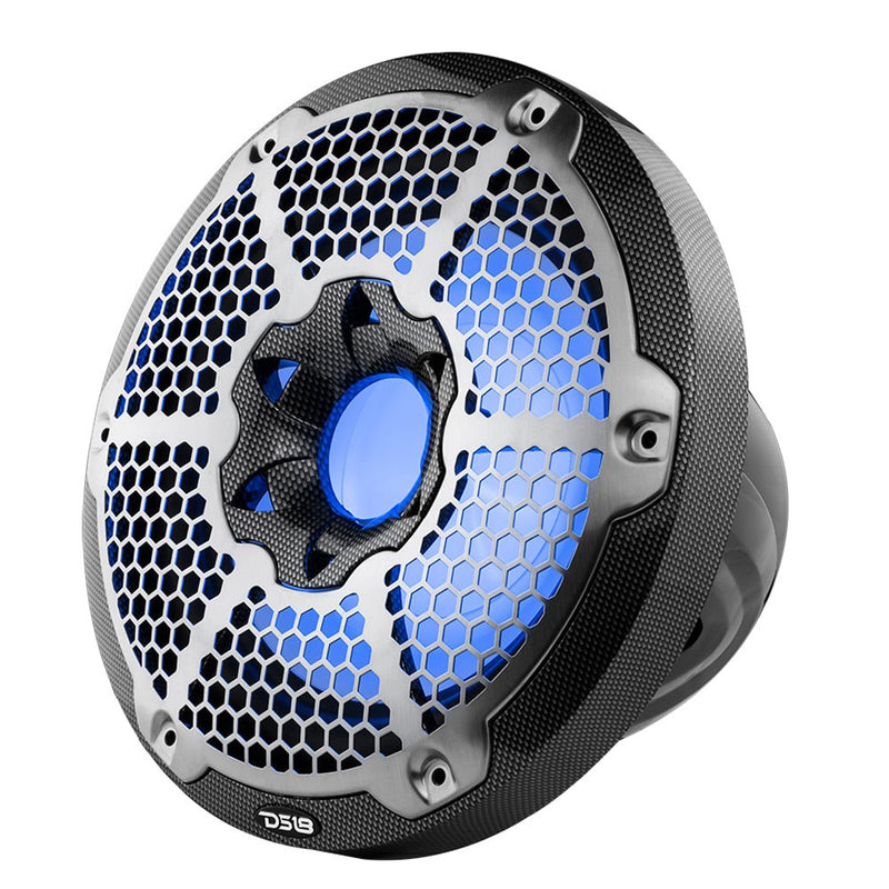 DS18 HYDRO CF-10SUB 10" Marine Subwoofer with Integrated RGB Lights 600 Watts Black Carbon Fiber