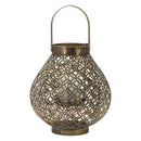 Ornate Bronze Metal Lantern with Handle