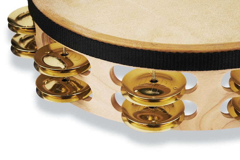 Latin Percussion Pro 10 Inch Double Row Headed Tambourine - Brass - LP384-BR