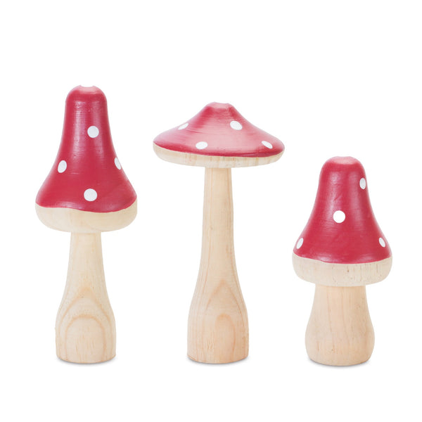 Wood Mushroom Décor (Set of 2)