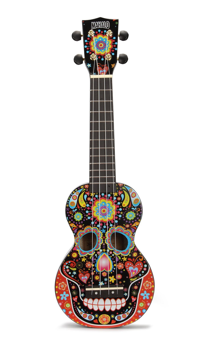 Mahalo Art Soprano Ukulele - Day of the Dead Graphic - MA1-SKBK