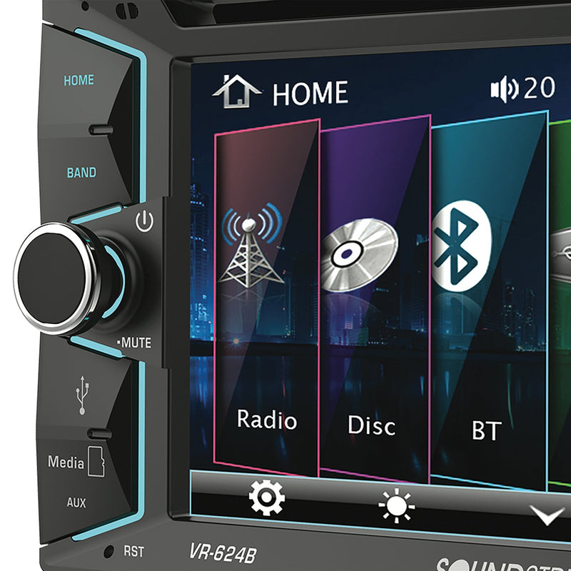 Soundstream VR-624B VR-624B 6.2-Inch Double-DIN DVD Head Unit with Bluetooth