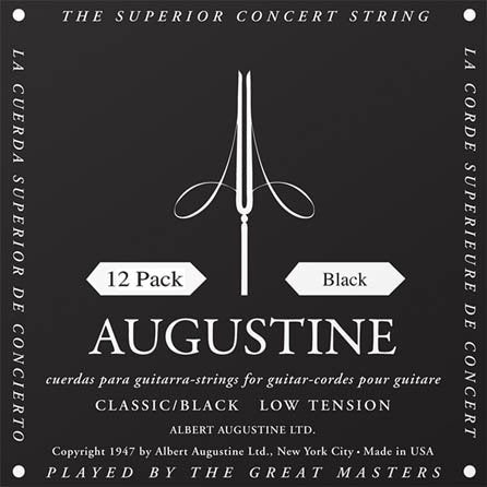 Augustine 12 Pack Classic/Black Low Tension Nylon Guitar Strings - HLSETBLACKPK