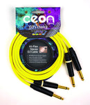 Cordial DJ Dual/Mono 1/4″ TS to 1/4″ TS 5' Cable - Neon Yellow - CEONCCU1.5PP-YE