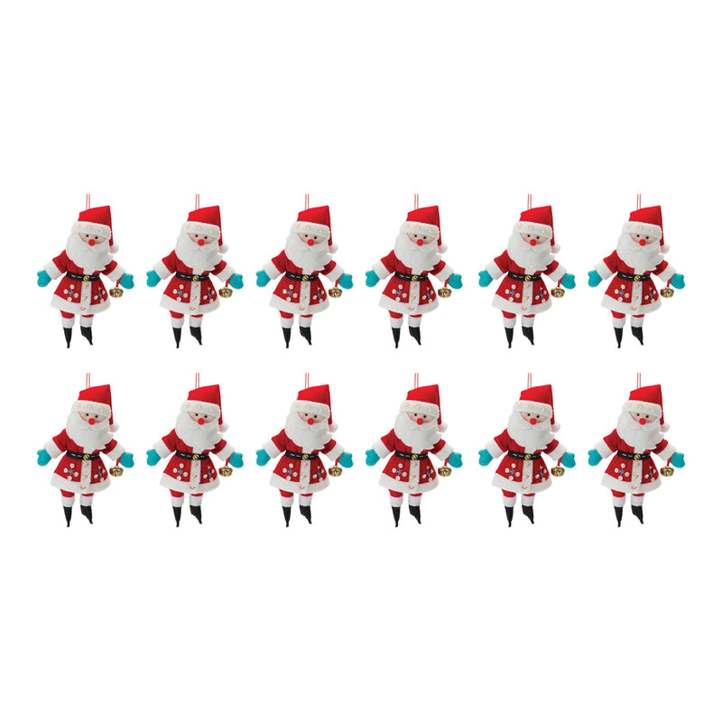 Plush Santa Ornament  (Set of 12)