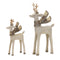 Winter Deer Figurine with Wood Grain Design and Scarf Accent (Set of 2)