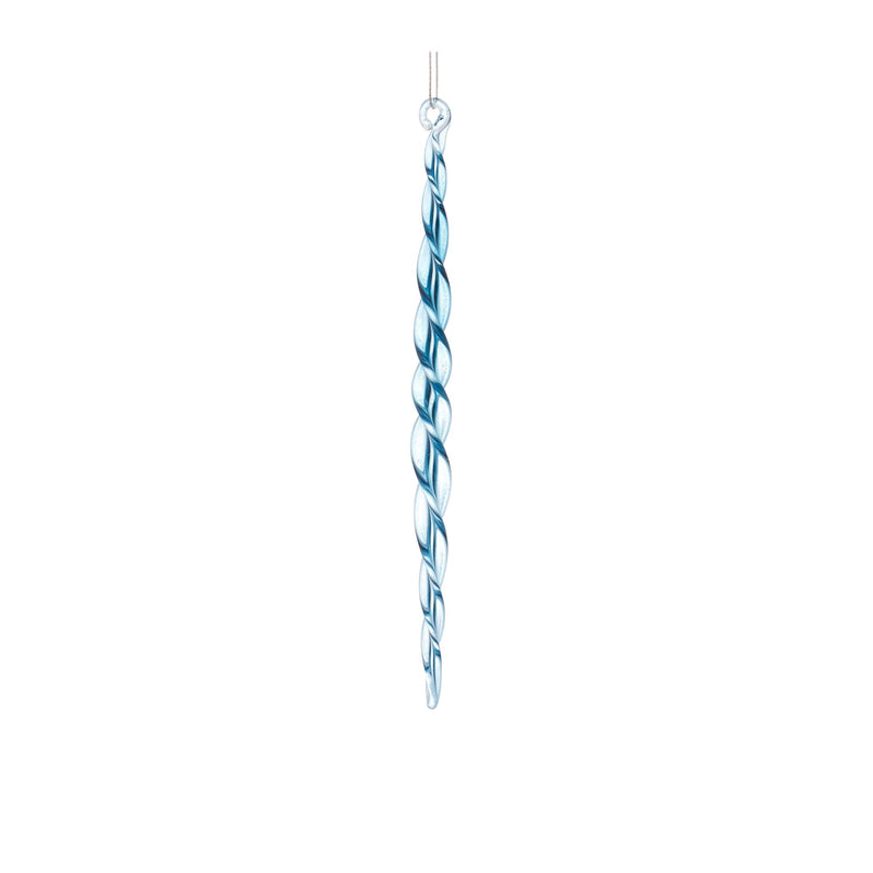 Blue Icicle Twist Drop Ornament (Set of 12)