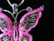 Butterfly Pendant Necklace - Pink Enamel w/ Rhinestone Crystals - 16" Fashion