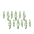 Green Frosted Pinecone Drop Ornament (Set of 12)