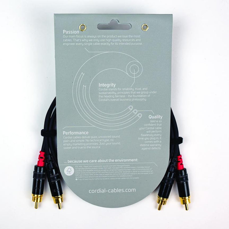 Cordial Cables 3' Unbalanced Twin Cable - RCA to RCA - CFU0.9CC
