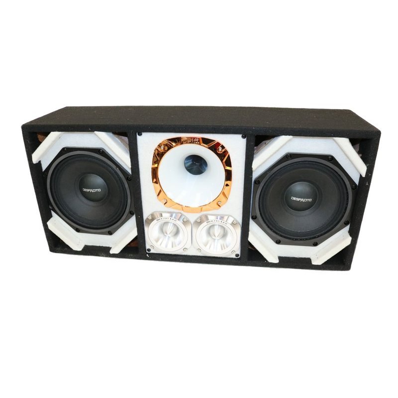 Deejay LED Loaded Box w/ 2 8” Woofers, 1 Horn & 2 Bullet Tweeters - White