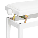 Stagg Matte White Adjustable Piano Bench with White Velvet Top - PB06 WHM VWH