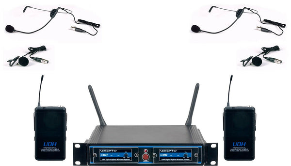 VocoPro UDHDUALB4 Pro Dual UHF/DSP Hybrid Wireless Microphone System