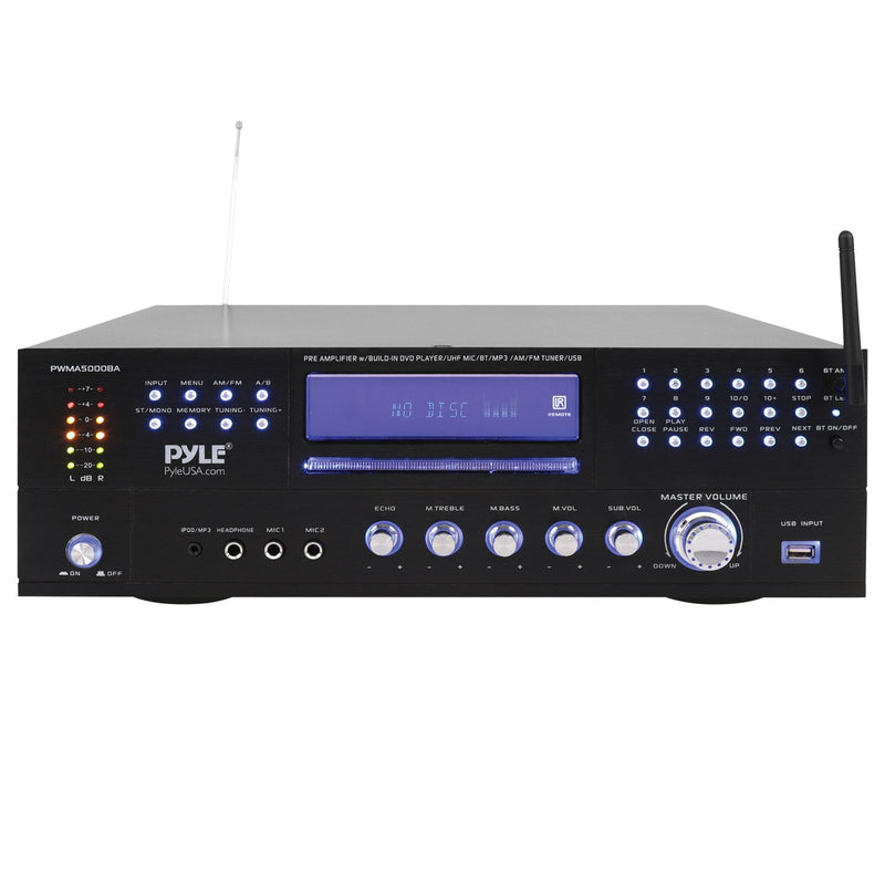 Pyle 3000 Watt Home Theater Preamplifier Receiver w/ Bluetooth & 2 Wireless Mics